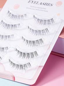 5pairs Natural-Looking Transparent Stem Mink-Like Soft & Comfortable Lovely False Eyelashes Strip Lashes, Lashes, Eyelashes, Fake Lashes - Feather Lashes - View 4