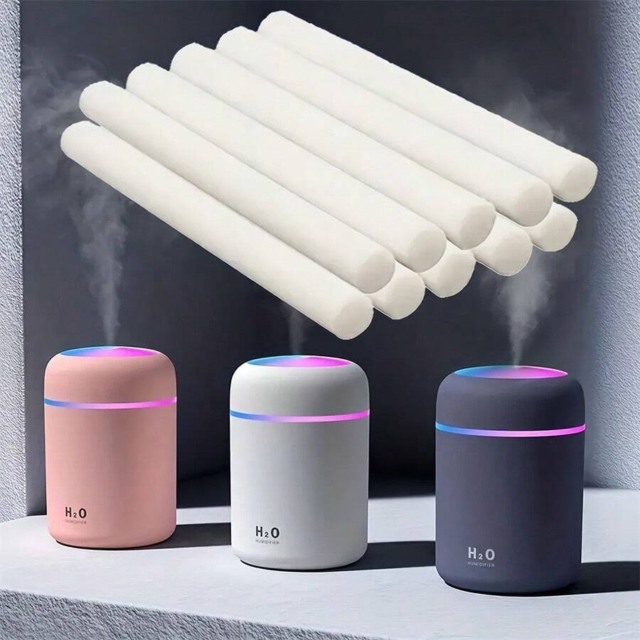 Set de 10 filtros de repuesto para humidificador de aromas, que incluye esponja de absorción de agua, barras de fragancia y esponjas de filtro para un uso duradero, para el hogar y la oficina, con efectos humectantes - Blanco - Ver 1