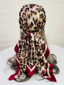 1pc Women's 90cm Leopard Print Imitated Silk Square Scarf, Headwrap, Bandana Top Elegant Bandana,Hair Band,Head Band Ideal For Dressing Up Your Look - Multicolor - View 11