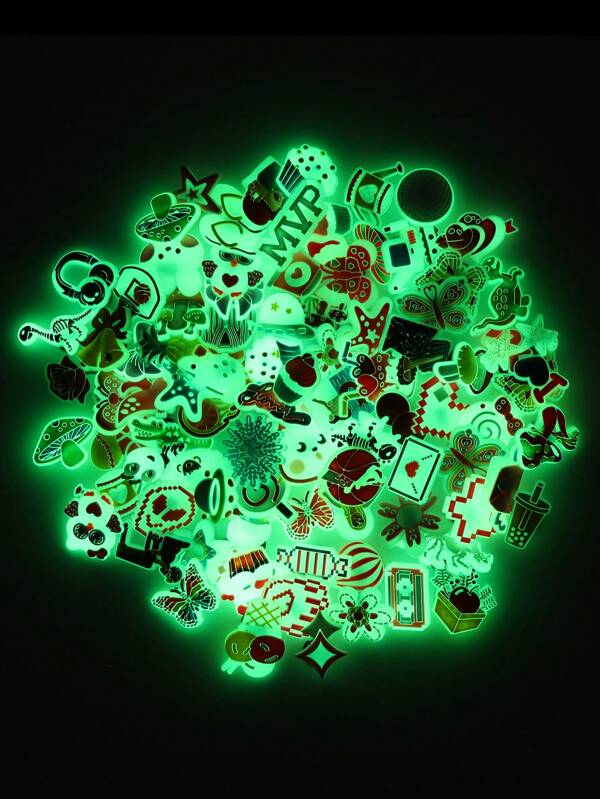 20pcs Glow In The Dark Random Cute Charms, Unisex Decoration For Bracelets, Shoes, Jackets, Wallets And More (Various Styles, Handmade With Possible Minor Glue Residue Or Defects On Back, Not Affecting Normal Use)