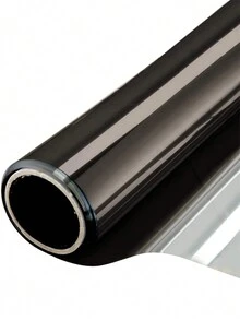 1 Roll Window Film One Way Mirror Film Daytime Privacy Static Non-Adhesive Decorative Heat Control Anti UV Window Tint For Home And Office Black Silver - Black - View 1