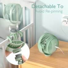 Momcozy Portable Stroller Fan, 27H Ultra-Long Battery Life, Detachable 4 Speed 360°Rotate - 綠色 - 查看 6