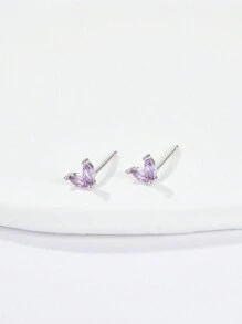 1 Pair Of S925 Pure Silver Hypoallergenic Fashion Simple Multi-Colored Zirconia Horse-Eye Earrings, Small And Cute For Women To Wear Daily Or To Give Daughter's Niece Holiday Gifts