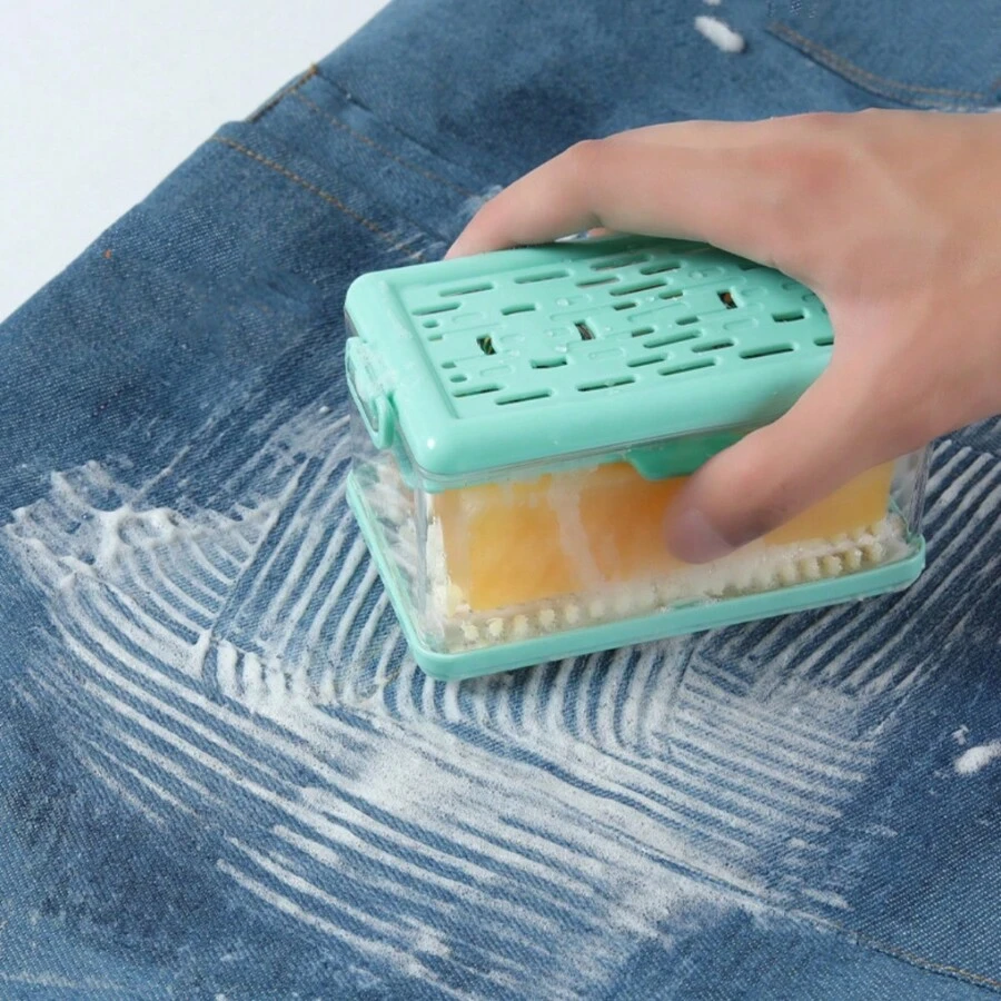New Household Soap Dish With Cover And Draining Tray Soap Holder With Multi-Function Cleaning Brush For Bath Laundry