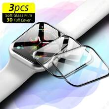 3 Pieces Screen Protector Compatible With Apple Watch Series 10 9 8 7 6 5 4 3 2 1 SE Ultra No Glass Series I-49MM 46MM 40MM 41MM 42MM 45MM 44MM 38MM Smartwatch Soft Film - Black - View 1