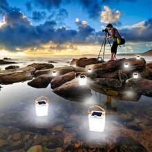 1 Miếng Có thể sạc lại Cắm trại Mặt trời Led Bơm hơi Đèn Không thấm nước Khẩn cấp Ánh sáng Đối với Sức lực Bão Sống sót bộ dụng cụ Trắng Ánh sáng - Trăng lạnh - Xem 7