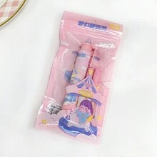 1袋卡通按拉式橡皮擦,可縮回的2b鉛筆擦,創意筆型橡皮擦,大象皮仿製,適用於學生和兒童的文具 - 粉色 - 查看 9