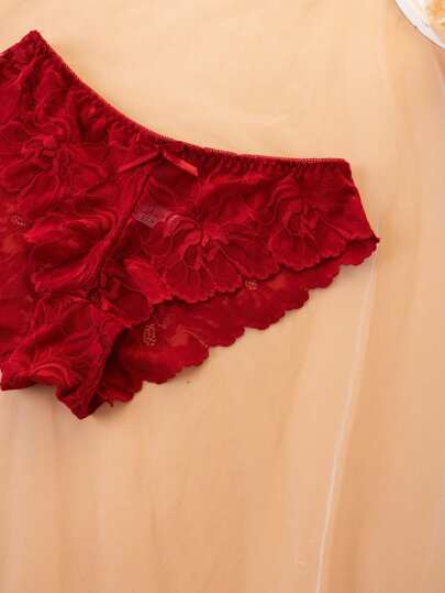 Set: Kanten Wireless Gather Push Up BH Slipje Underwear Set, Lingerie view 6