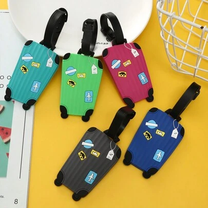 5 件/套行李标签，PVC 软橡胶行李箱旅行标签，户外旅行配件旅行背包旅行包行李箱旅行装备旅行必需品返回学校行李标签旅行配件旅行必需品海滩暑假旅行整理器返回学校书包学校配件学校用品
