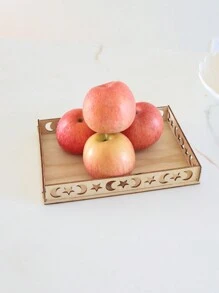 1个星月图案木质装饰托盘，DIY创意家居装饰托盘，手工装饰品，甜点水果托盘，餐桌甜点托盘，食品托盘，开斋节星月糕点托盘