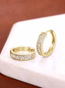1 Pair Fashion Cubic Zirconia Hoop Earrings For Women For Wedding Anniversary Engagement Party Jewelry Valentine's Day Gift