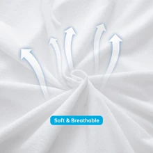 1入超柔軟毛巾床墊套,帶拉鍊,6面防水針織厚床墊保護套,適用於單人或雙人床墊 - 白色 - 查看 5