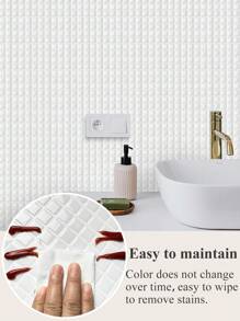 Pure White Mosaic Waterproof Textured Vinyl DIY Wall Paper, Self Adhesive Backsplash Tile In Small Square Stick On Tiles For Home Decoration, Stick On Tiles, Renovation Stickers Peel Wall Panels, Wall Paper, Wallpapers, Spring Decoration Items Refresh Your Home, Rama Decoration Stickers Gifts Birthday Graduation