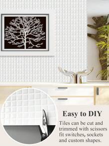 Pure White Mosaic Waterproof Textured Vinyl DIY Wall Paper, Self Adhesive Backsplash Tile In Small Square Stick On Tiles For Home Decoration, Stick On Tiles, Renovation Stickers Peel Wall Panels, Wall Paper, Wallpapers, Spring Decoration Items Refresh Your Home, Rama Decoration Stickers Gifts Birthday Graduation
