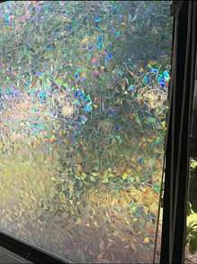 1 Rolo de Película de Privacidade para Janela Adesiva Estática Vinil 3D, Adesivos Película Arco-Íris para Porta de Vidro Controle de Calor Anti-UV para Casa e Escritório, Adesivos, Adesivo de Parede, Adesivo de Vinil para Decoração Doméstica, Itens de Decoração de Primavera Refresquem sua Casa, Adesivos de Decoração Rama