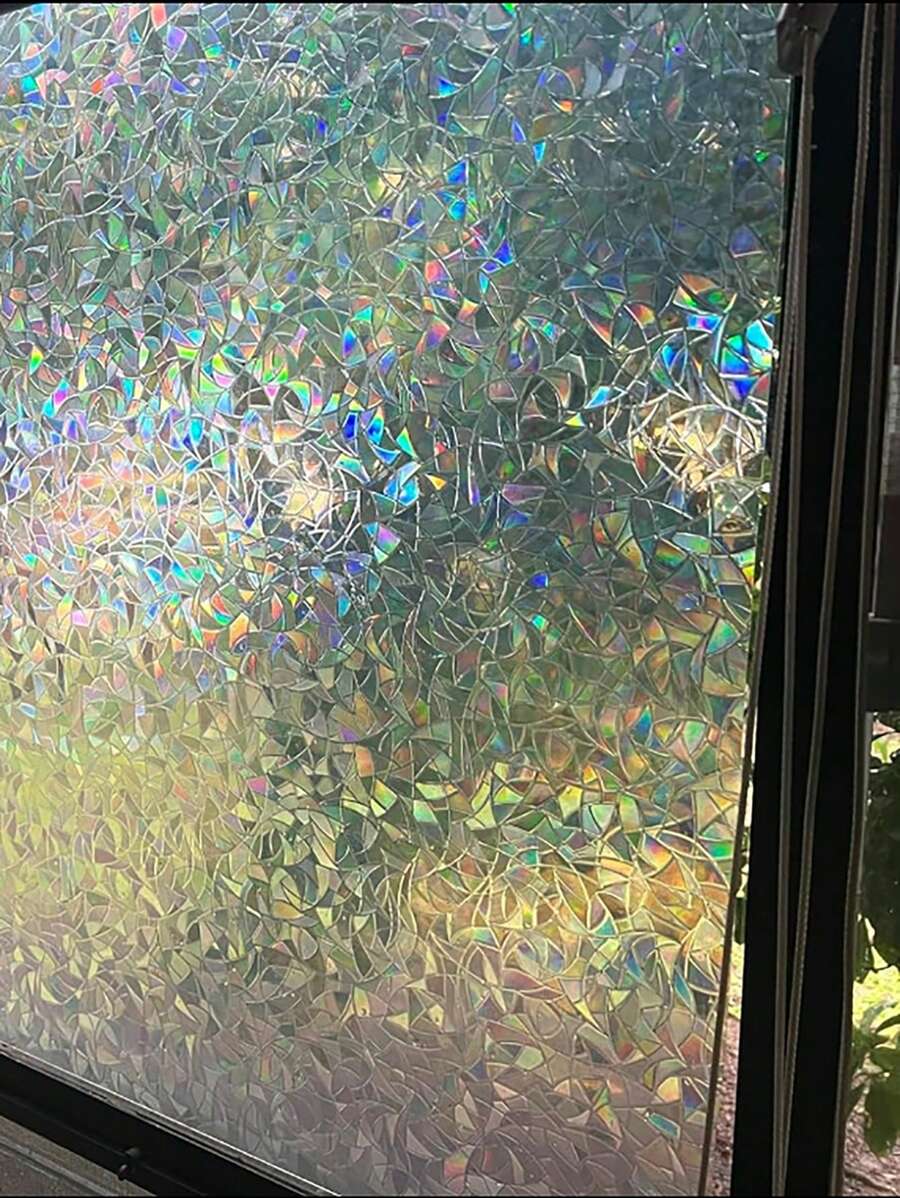 1 Rolo de Película de Privacidade para Janela Adesiva Estática Vinil 3D, Adesivos Película Arco-Íris para Porta de Vidro Controle de Calor Anti-UV para Casa e Escritório, Adesivos, Adesivo de Parede, Adesivo de Vinil para Decoração Doméstica, Itens de Decoração de Primavera Refresquem sua Casa, Adesivos de Decoração Rama