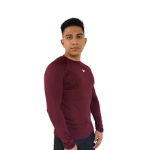 Men Swim Rashguards - Maroon - View 2