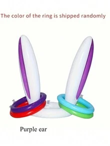 Bunny Ears Ring Toss Game Set, Inflatable Bunny-Shaped Hat With 4 Random Rings - Multicolor - View 6
