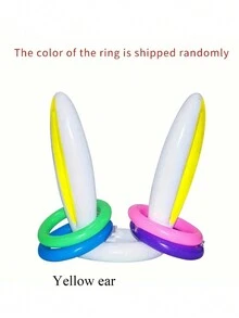 Bunny Ears Ring Toss Game Set, Inflatable Bunny-Shaped Hat With 4 Random Rings - Multicolor - View 5