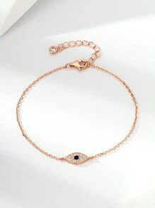 1 Stück S925 Sterling Silber Bösen Auges Design Armband Mit Mikro-eingestellten Kubikzirkonia, Ins Stil, Perfektes Geschenk Für Mutter, Freundin An Geburtstag, Hochzeit Oder Täglichen Gebrauch