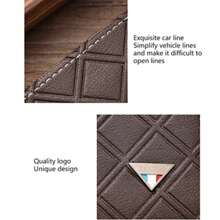 1 件新款男士短款钱包，青年时尚休闲格子多卡位超薄软皮零钱包万圣节大容量多卡位，商务休闲风格，生日礼物，毕业礼物，父亲节礼物 - A - 查看 7