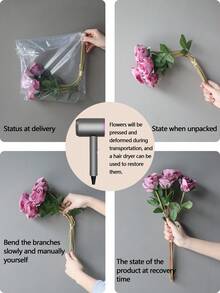 5 件丝绸花束，浪漫简约 5 头红玫瑰，家居装饰人造花，适用于婚礼、节日派对、户外活动，长度 40 厘米 - 酒紅色 - 查看 2