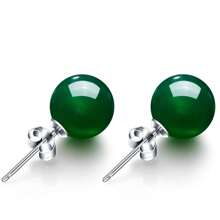 1pair 925 Sterling Silver Inlaid Natural Agate & Jadeite Round Shape Earrings Designed For Fashionable, Elegant, Sexy, Young Women, Luxurious Lovers, Vacation Gifts