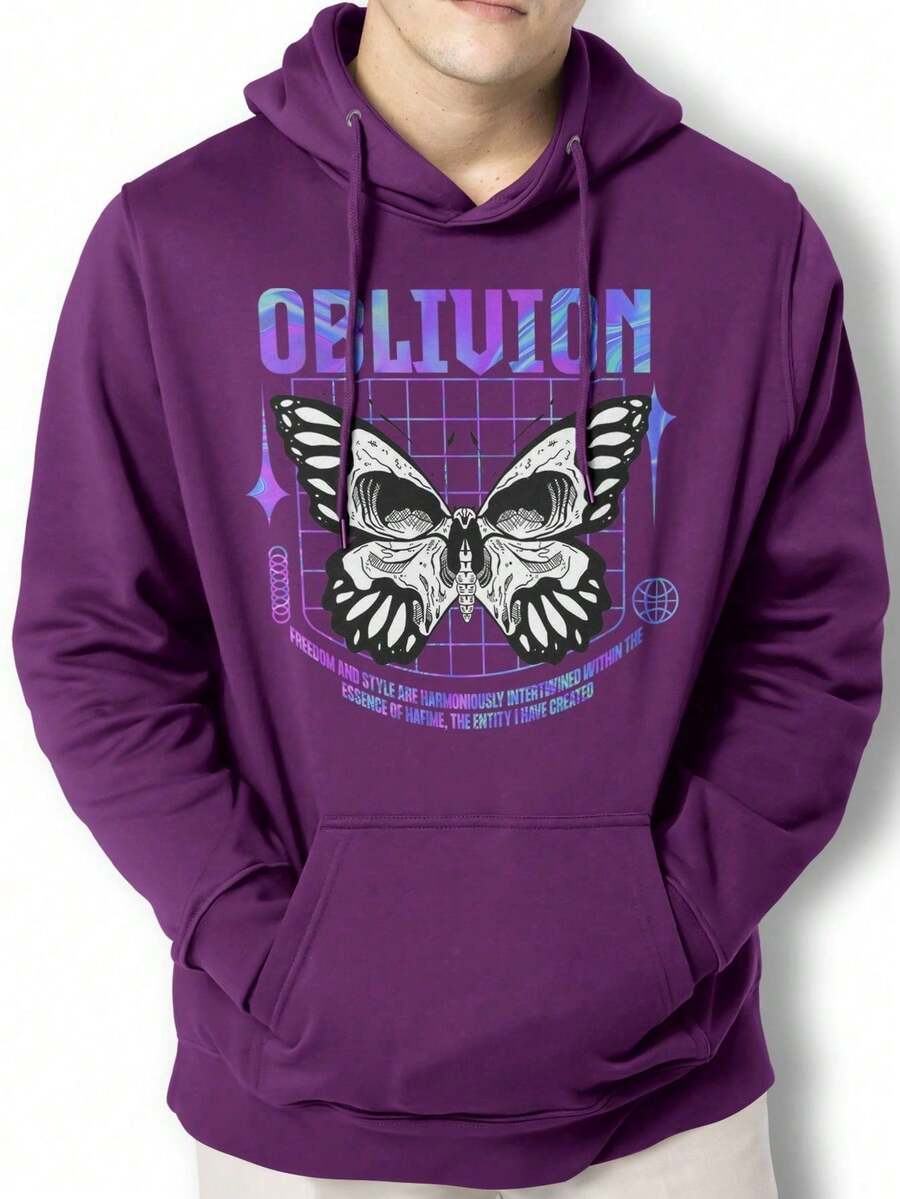 Men Hoodies - 紫色 - 查看 1