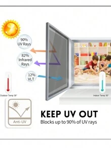 1 Roll Window Privacy Film One Way Daytime Privacy Static Cling Sun Blocking Anti UV Reflective Window Tint For Home And Office, Black-Silver - Black - View 4