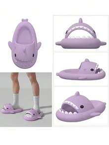 Sandalias Chanclas Multicolor Diseño Tiburon Unisex Playa o Descanso Hombre y Mujer - Lila Púrpura - Ver 6