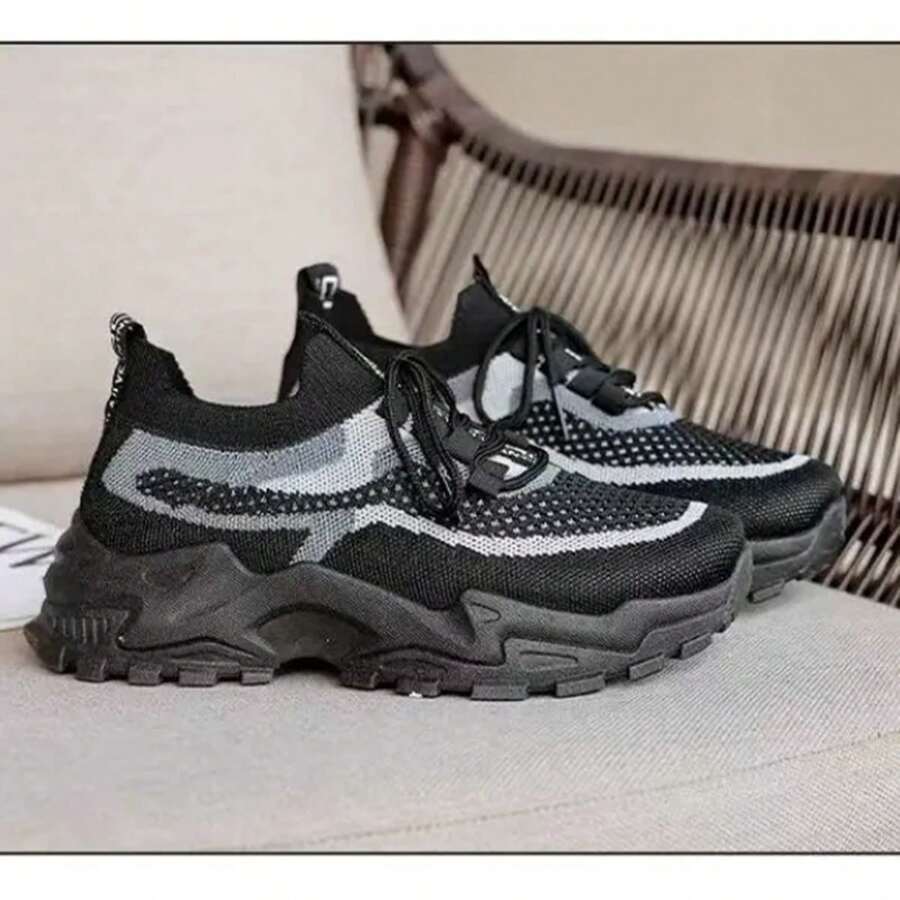 Zapatos Deportivos Blancos Para Mujer, Tenis Casual - Negro - Ver 1