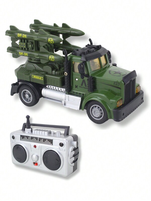 Caminhão de Controle Remoto Military Truck Exército 1:64 Com Luz