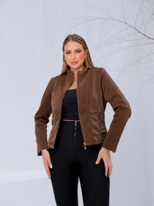 Women Jackets - 駝色 - 查看 3