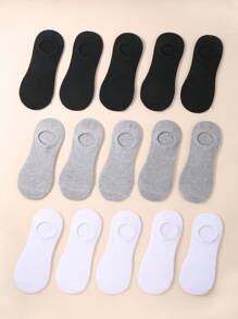 15pairs/Set Women's Boat Socks, Suitable For Daily Use, In Black, White And Gray Invisible Socks - Multicolor - View 4