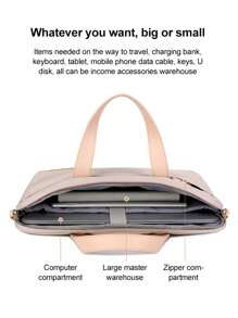 1pc 2024 Lightweight Macaron Laptop Shoulder Bag, Unisex Handbag With 14-Inch Padded Compartment For Tablets, Shockproof, Water-Resistant, Breathable And Wear-Resistant - Multicolor - View 4