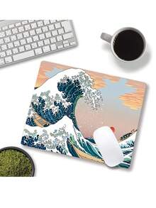 1pc Anti-Slip Gaming/Working Mouse Pad With Butterfly, Letter, Sun, Phoenix, Abstract And Wave Patterns, 4 Sizes Available - Yellow - View 3