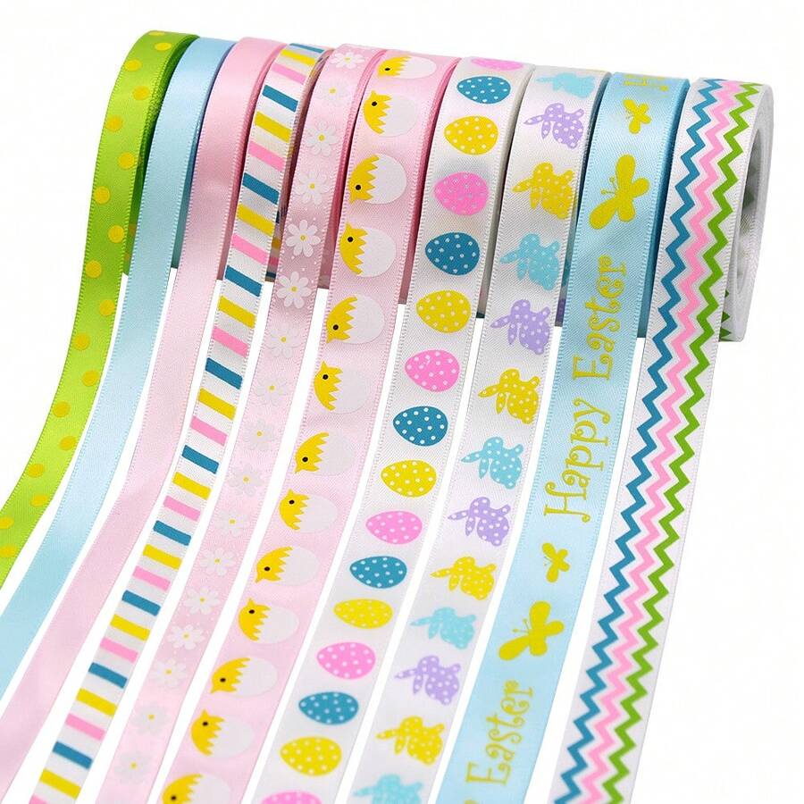 5 Kích thước lễ Phục sinh Ruy băng Sa tanh Sọc , Nơ Mũ lưỡi trai Phụ kiện Quà tặng tiệc Bọc DIY Thủ công - Nhiều màu - Xem 1