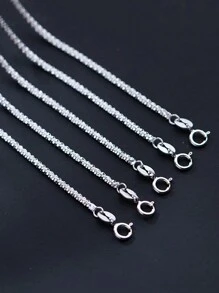 FOREVER QUEEN S925 Sterling Silver Simple Chain Stackable Single Chain Necklace Sparkling Clavicular Chain Daily Wear