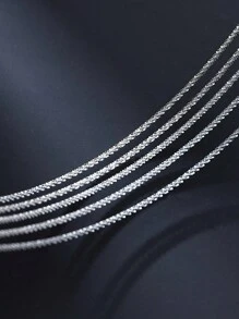 FOREVER QUEEN S925 Sterling Silver Simple Chain Stackable Single Chain Necklace Sparkling Clavicular Chain Daily Wear