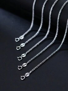 FOREVER QUEEN S925 Sterling Silver Simple Chain Stackable Single Chain Necklace Sparkling Clavicular Chain Daily Wear