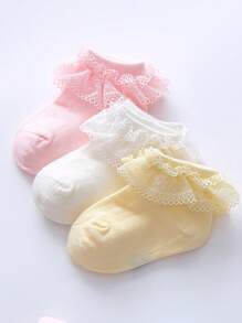 3雙幼兒女童舒適透氣時尚公主風格可愛襪子 - 彩色 - 查看 1