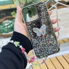 1 件 DIY 渐变星空闪光蝴蝶 + 蝴蝶腕带适用于女士手机壳、鱼 iPhone， - 黑色 - 查看 4