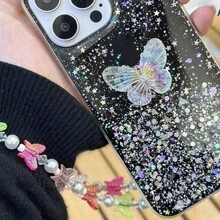 1 件 DIY 渐变星空闪光蝴蝶 + 蝴蝶腕带适用于女士手机壳、鱼 iPhone， - 黑色 - 查看 7