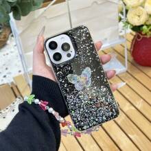 1 件 DIY 渐变星空闪光蝴蝶 + 蝴蝶腕带适用于女士手机壳、鱼 iPhone， - 黑色 - 查看 3