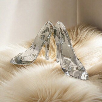 1 pieza Decoración de artesanía en forma de zapato de tacón alto de cristal acrílico como regalo de cumpleaños, decoración del hogar, decoraciones en miniatura para bodas, suministros y decoración de fiestas, Navidad