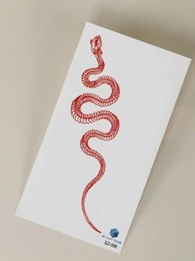 1pc Red Realistic Snake Pattern Temporary Tattoo Sticker For Arm, Chest, Abdomen, Back, Large Size - Red - View 6