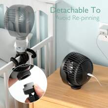 Momcozy Portable Stroller Fan, 27H Ultra-Long Battery Life, Detachable 4 Speed 360°Rotate - Black - View 6