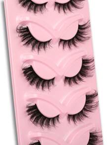 Himirell 5pairs Fox Eye Shaped False Eyelashes, Thick, Crossed, Lengthened, Dense, Curled, Soft, Fluffy, Reusable, Handmade - Cat Eye Lashes - View 6