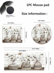 1 件蝴蝶和植物圖案防滑滑鼠墊,適合遊戲/工作,4 種尺寸可選 - 橘色 - 查看 2
