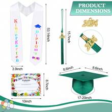 Kindergarten Graduation Gown  Cap Tassel Set 2024 With Charms Graduation Sash For Kid Preschool Kindergarten - Army Green - View 2